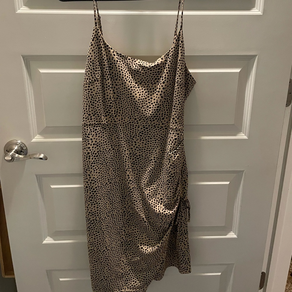 Gianni Bini Taupe Suede Dress with Gathered Side Hem Size L